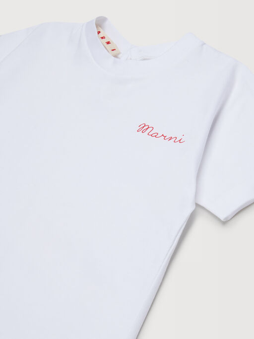 White cotton T-shirt with cursive Marni logo - T-shirts