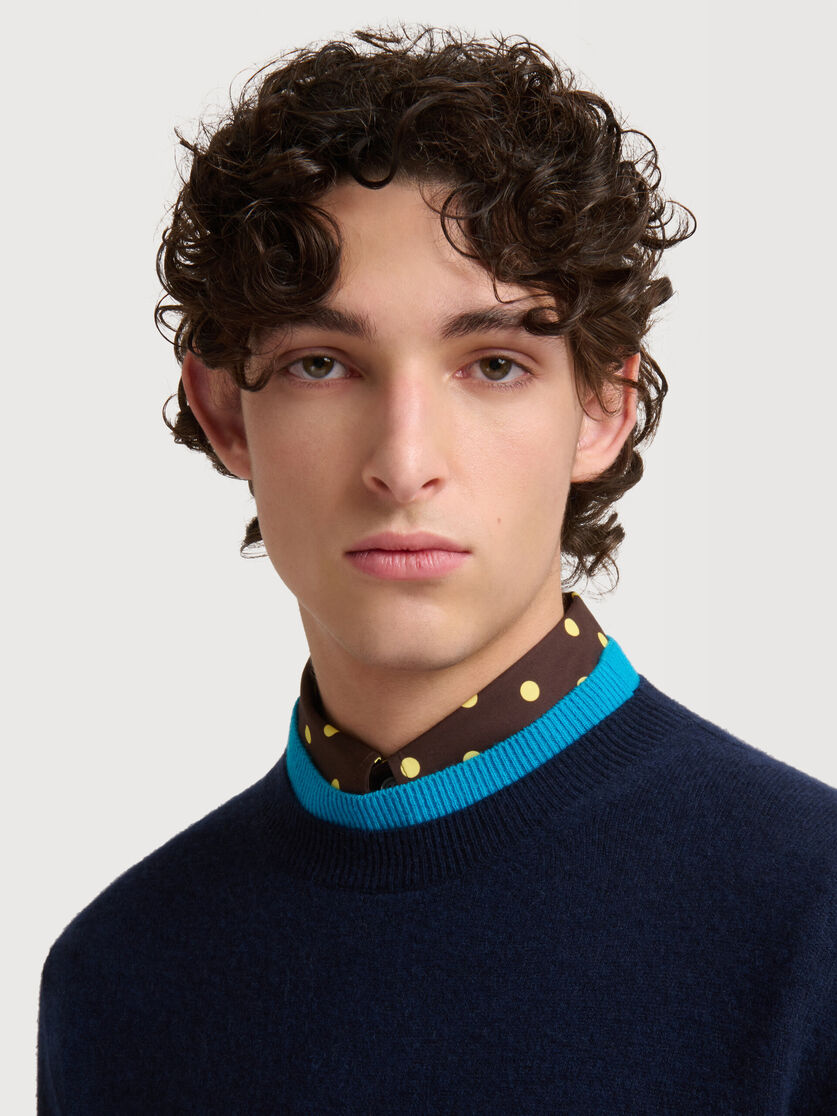 Deep blue cashmere jumper with layered effect, Image 5
