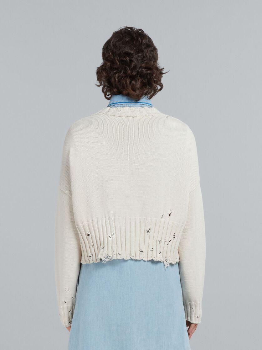 White cotton cropped sweater - Pullovers - Image 3