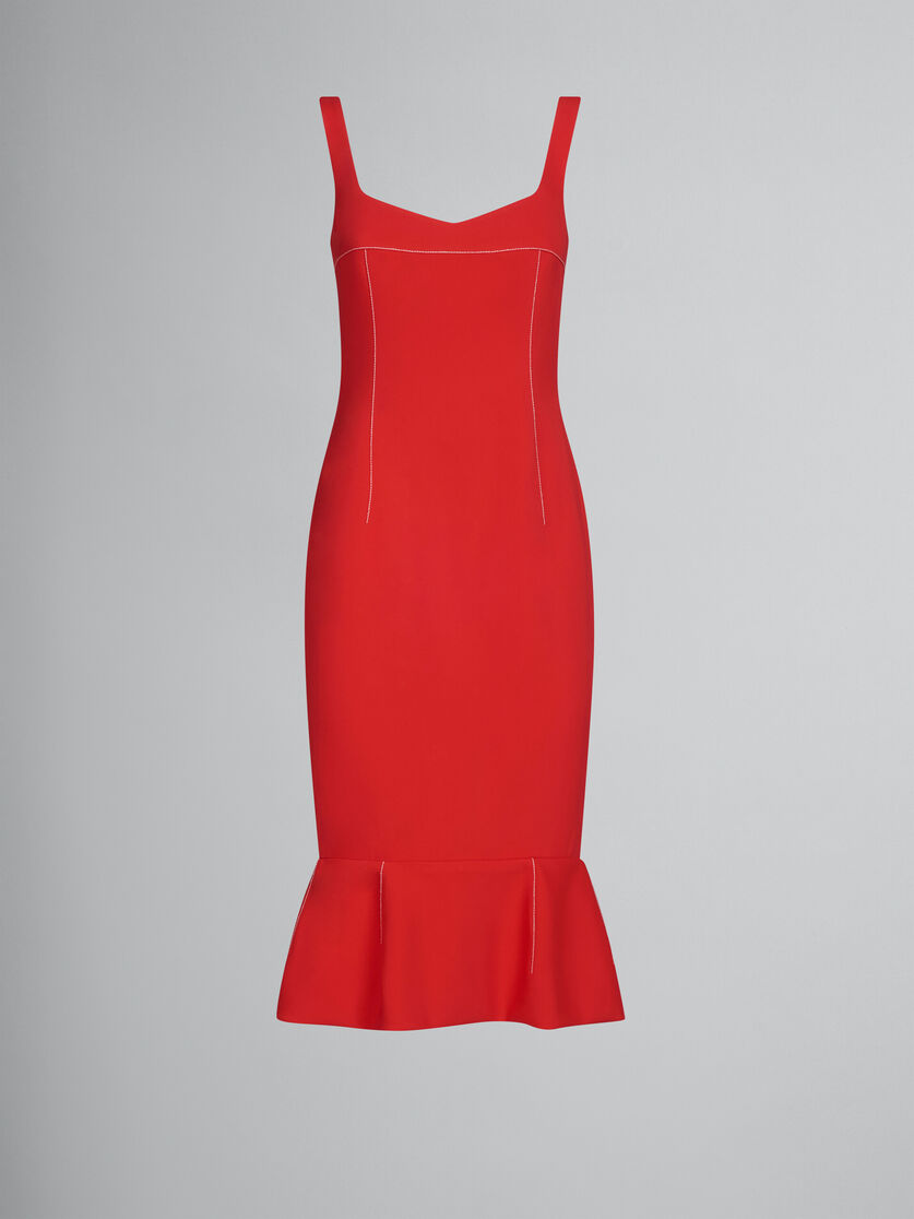 Red cady sheath dress with flounce hem - Dresses - Image 1