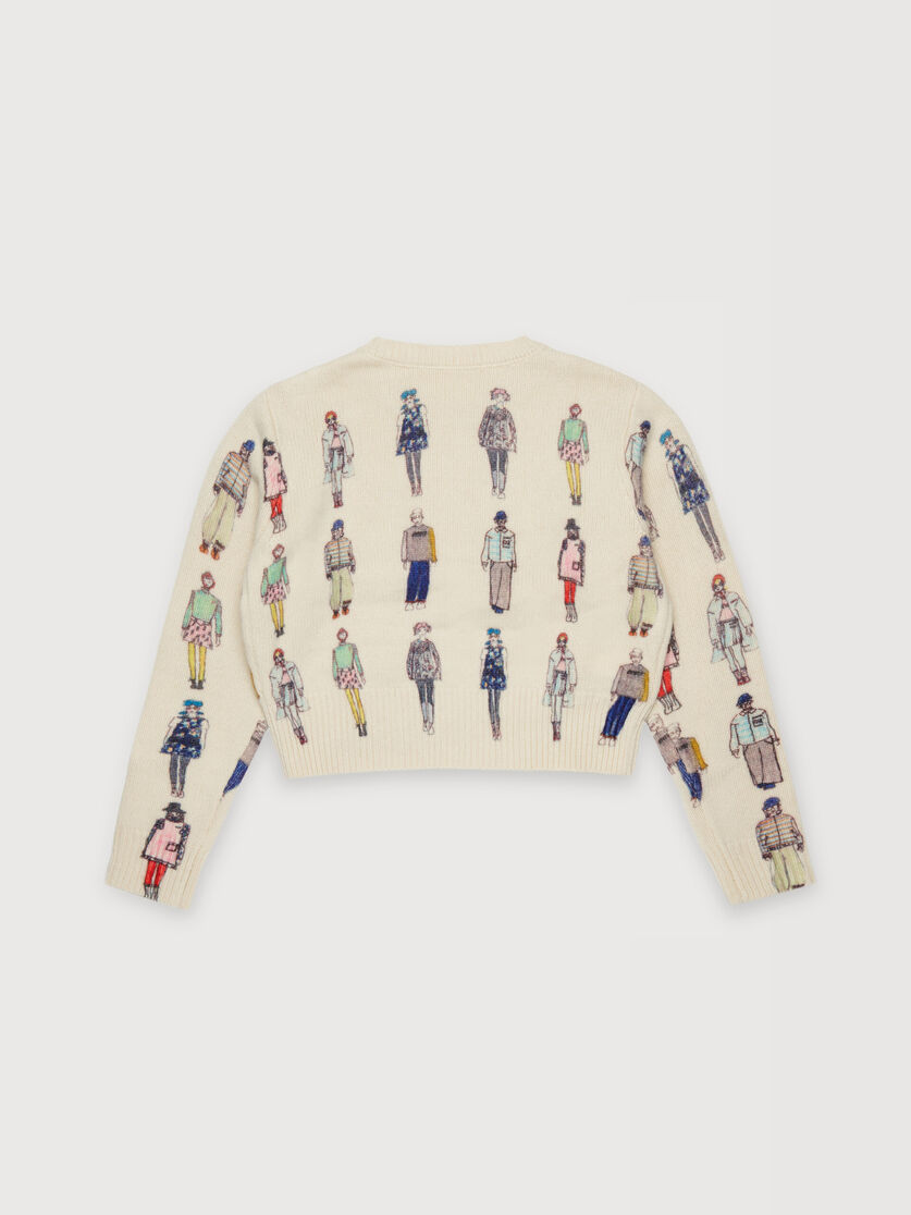 Beige wool blend jumper with catwalk prints, Image 2
