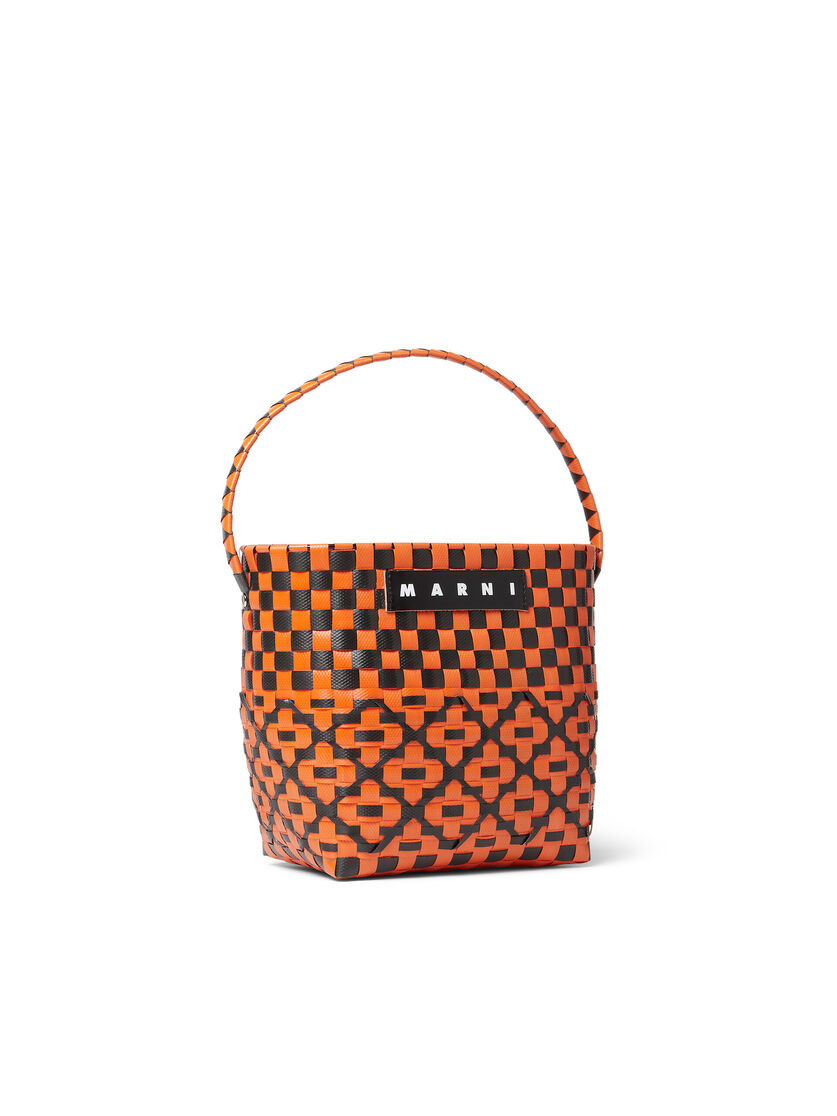 MARNI MARKET OVAL BASKET bag in orange and black woven material - Shopping Bags - Image 2