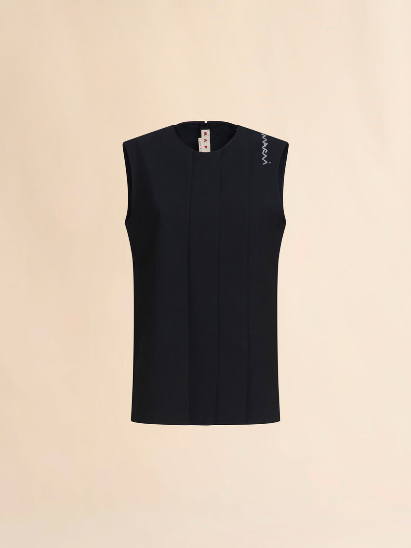 Top in mista lana nera con ricamo Marni Symbol - Camicie - Image 1