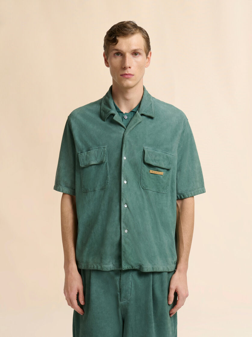 Green suede shirt with pockets, Image 2