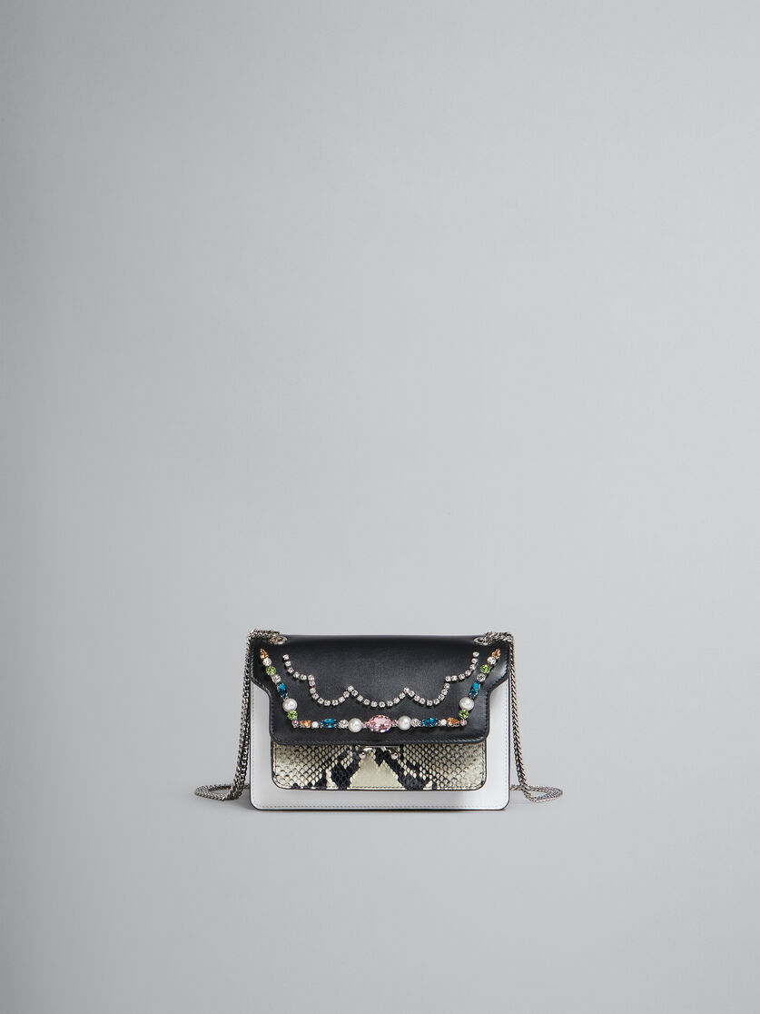 Black white and python-print leather medium Trunk Slim bag - Shoulder Bag - Image 1