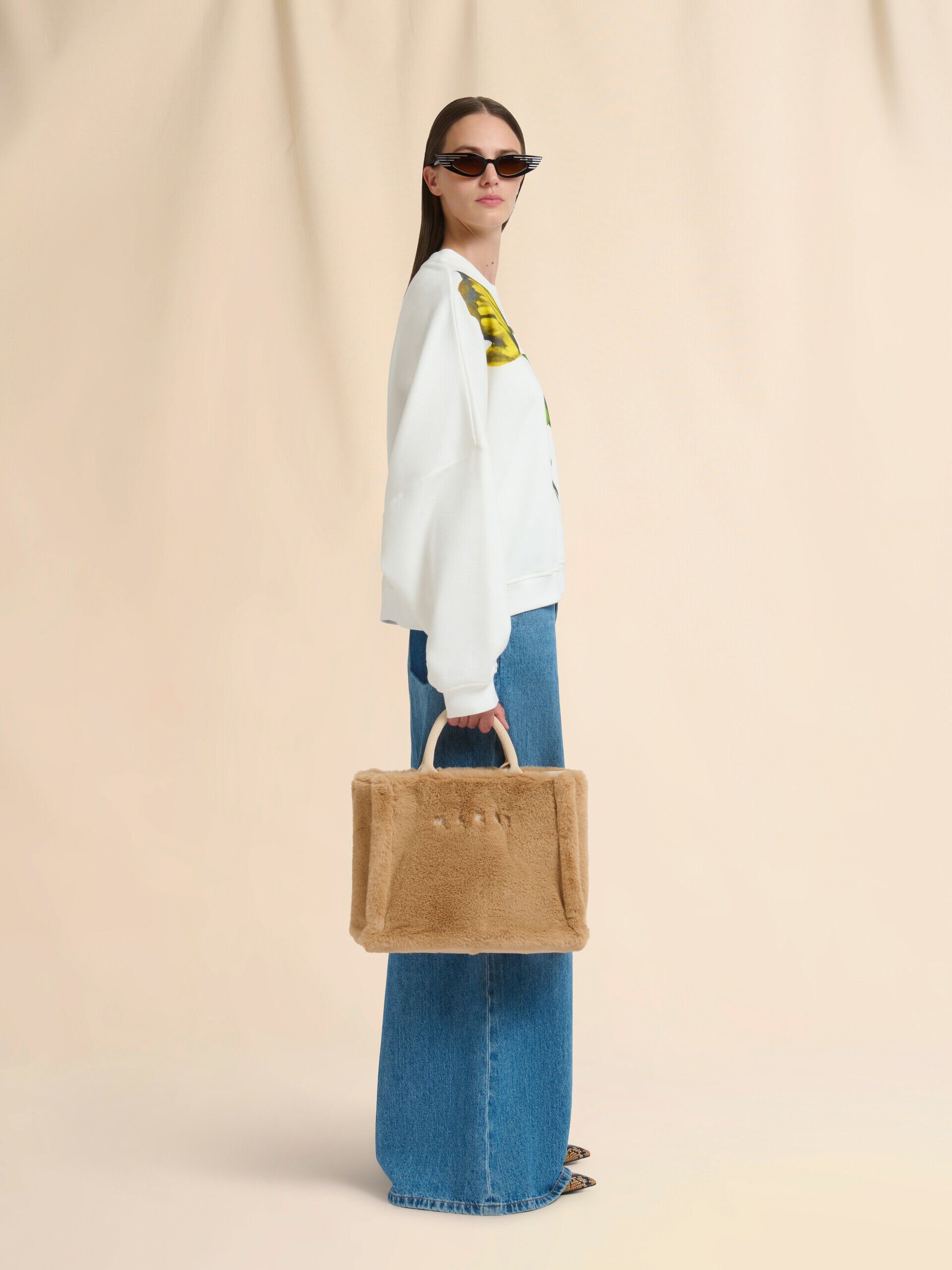 MARNI ファー スウェット マルニ ネイビー×グレー 名作 MARNI マルニ