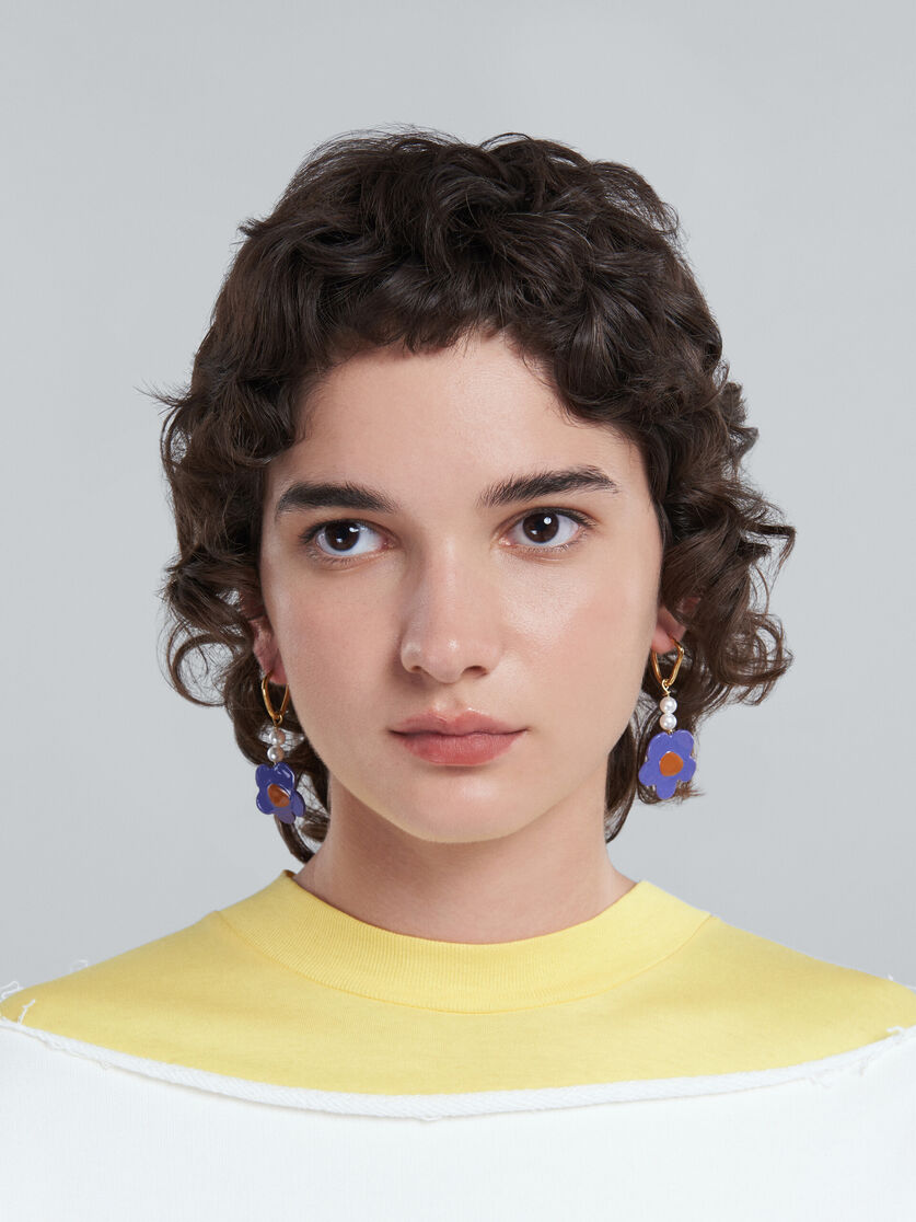 Earrings with purple flower - Earrings - Image 2