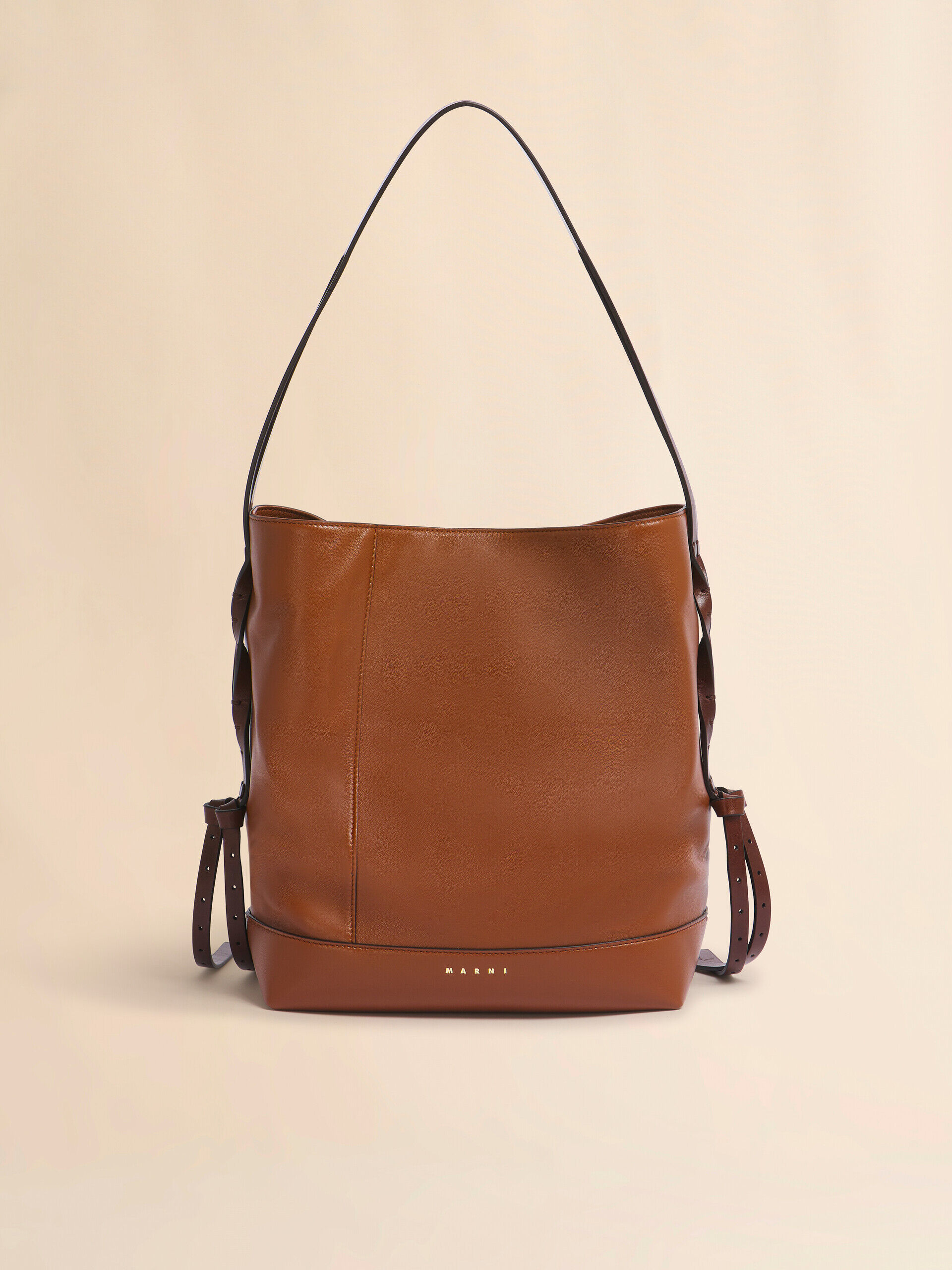 Brown leather Pod 2.0 small hobo bag | Marni