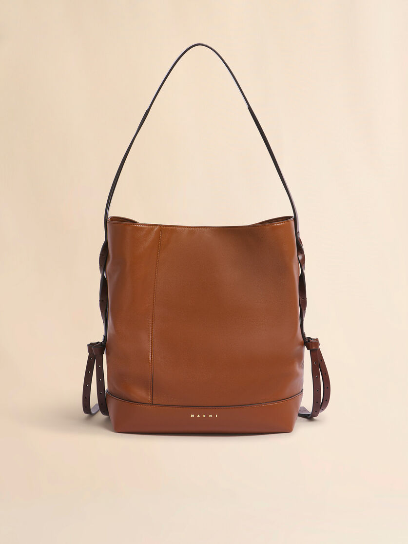 Brown leather Pod 2.0 small hobo bag, Image 1