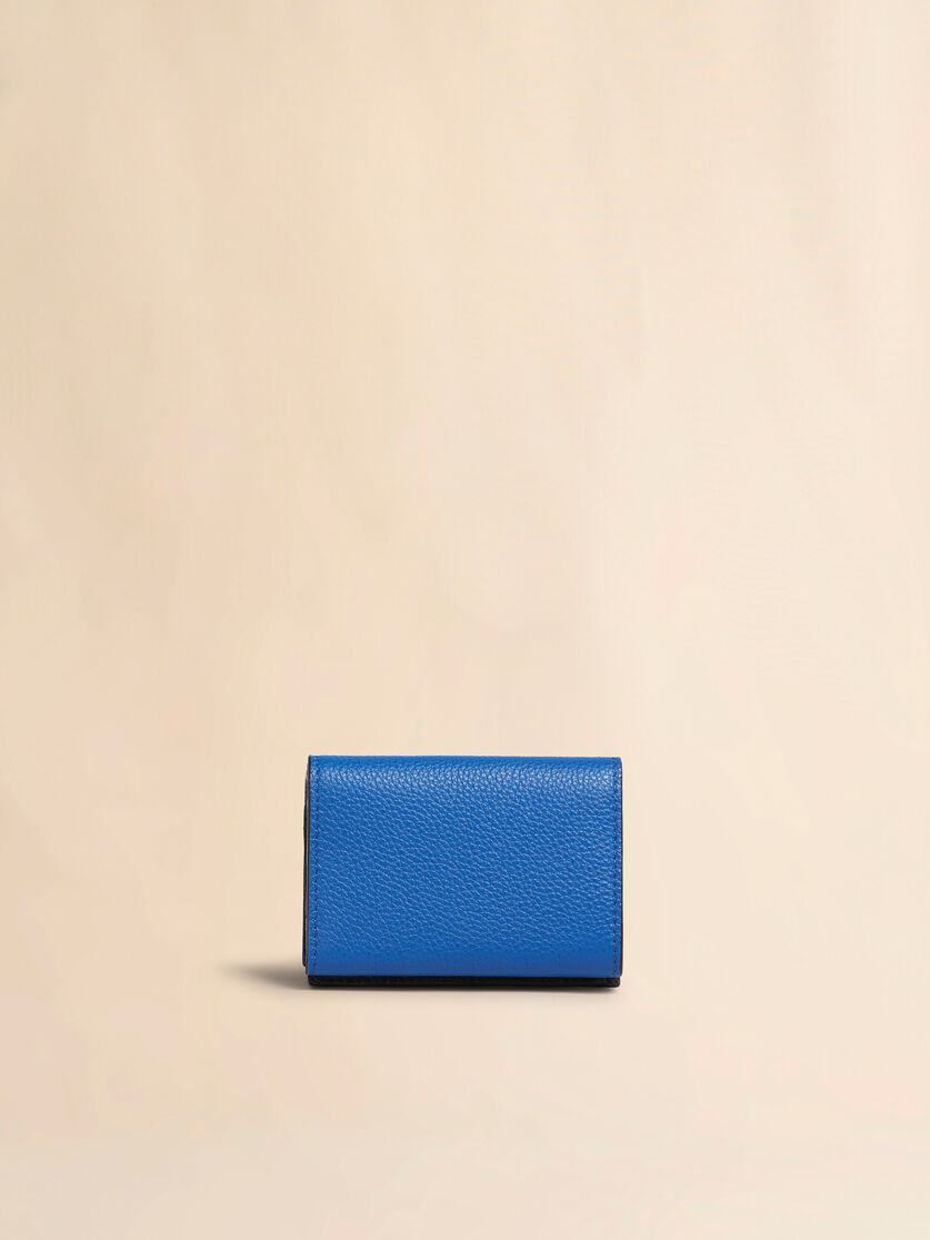 ブルー レザー製 三つ折りウォレット、マルニメンディング装飾 | Marni
