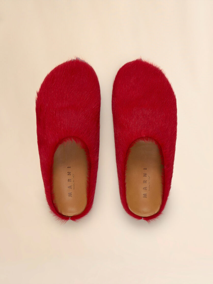 Blue long-hair calfskin Fussbett sabot - Clogs - Image 4