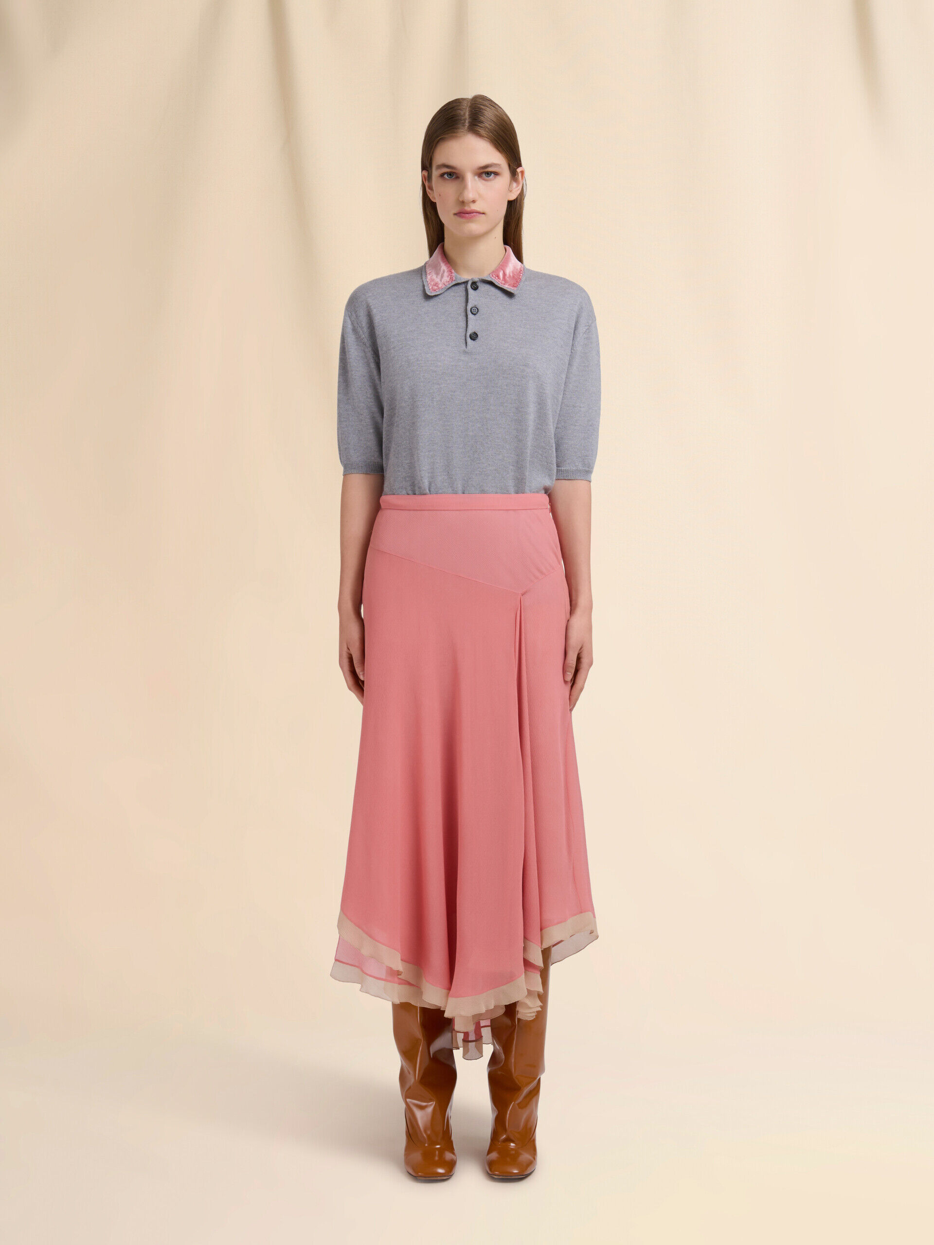 Pink creponne peplum skirt | Marni