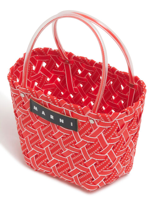 ラズベリー MARNI MARKET RIBBON BASKET - ショッピングバッグ