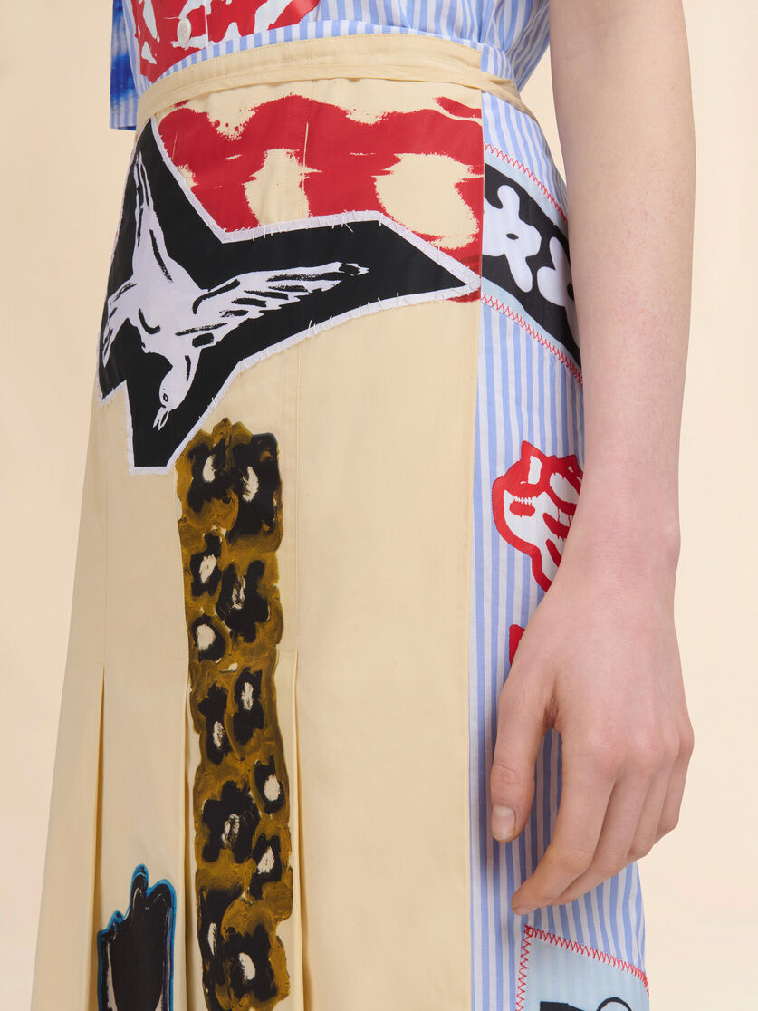 Light blue striped poplin wrap skirt - Skirts - Image 4