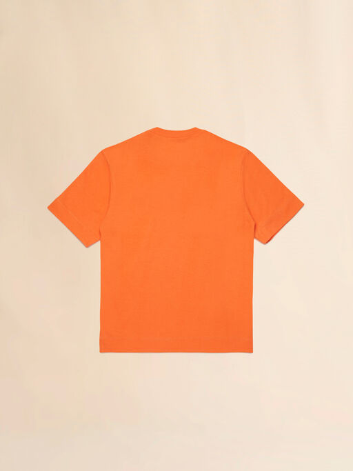 Orange cotton t-shirt with logo - T-shirts