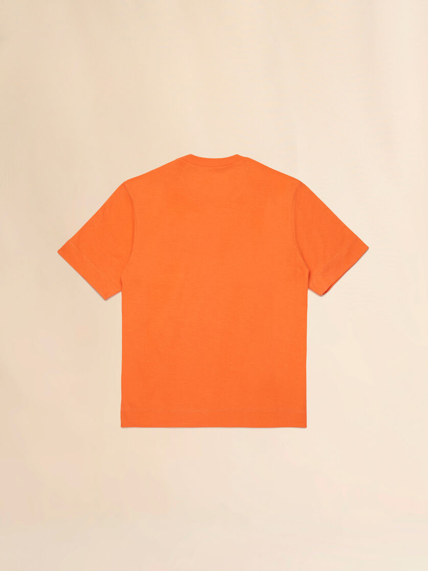 Orange cotton t-shirt with logo, Image 2
