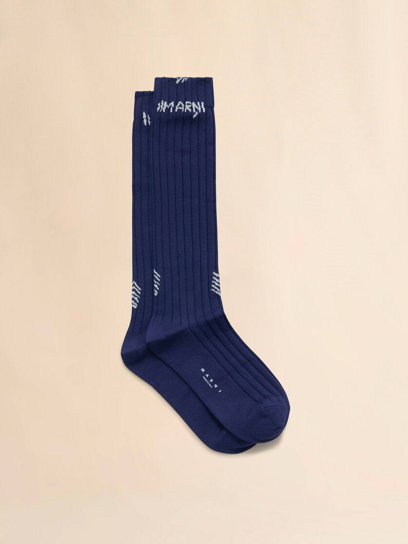 Light blue ribbed cotton socks with Marni Mending - Socks - Image 1