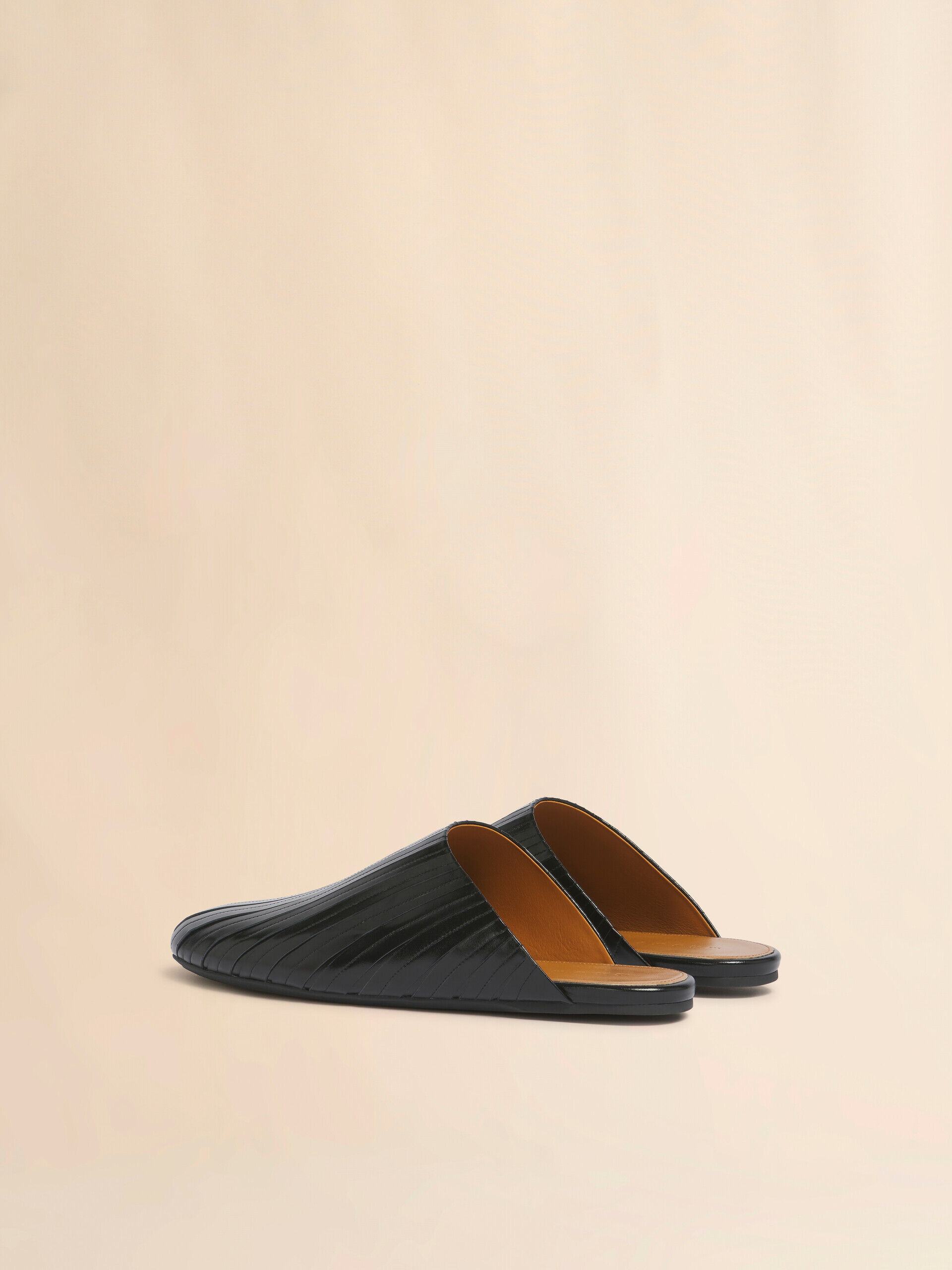 Black leather strip sabot | Marni