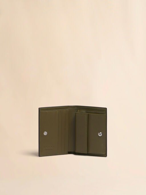 Mustard leather bifold wallet with Marni Mending embroidery - Wallets