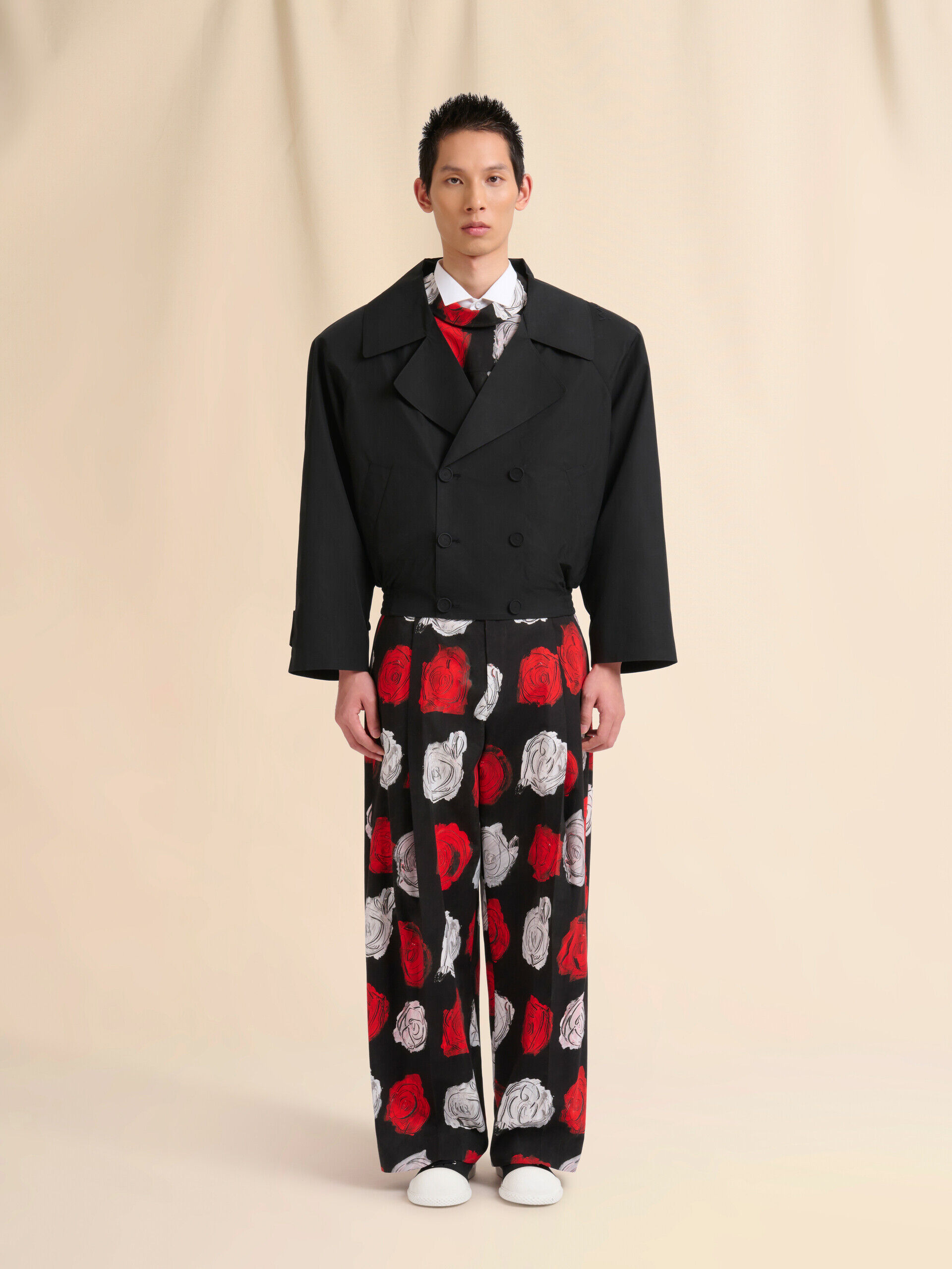 Black poplin double-breasted jacket | Marni