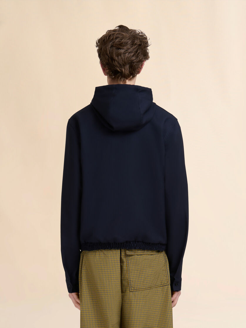 Deep blue wool hooded shirt with Marni Mending - Shirts - Image 3