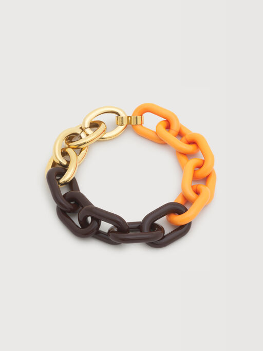 Orange and brown resin chain necklace - Necklaces