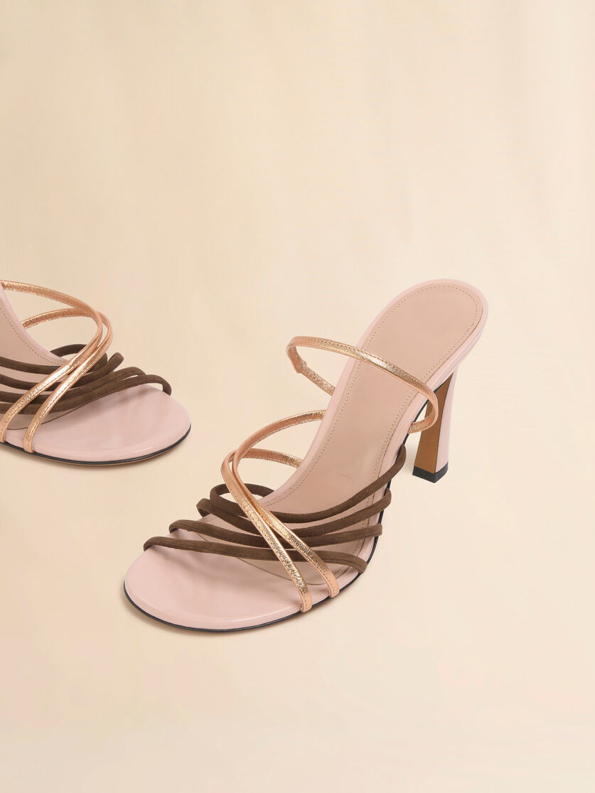 Sandalo New Wave in suede e pelle metallizzata verde - Sandali - Image 5