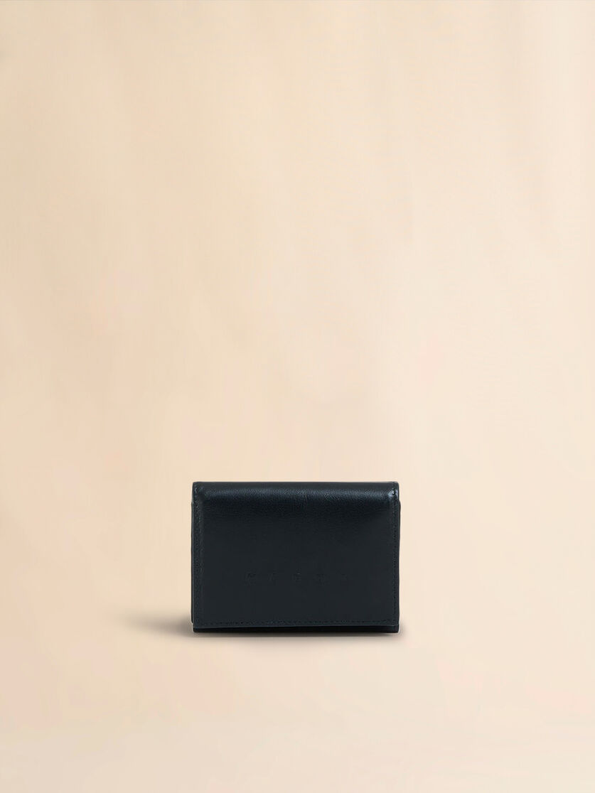 Blue leather trifold wallet with raised Marni logo - Wallets - Image 1