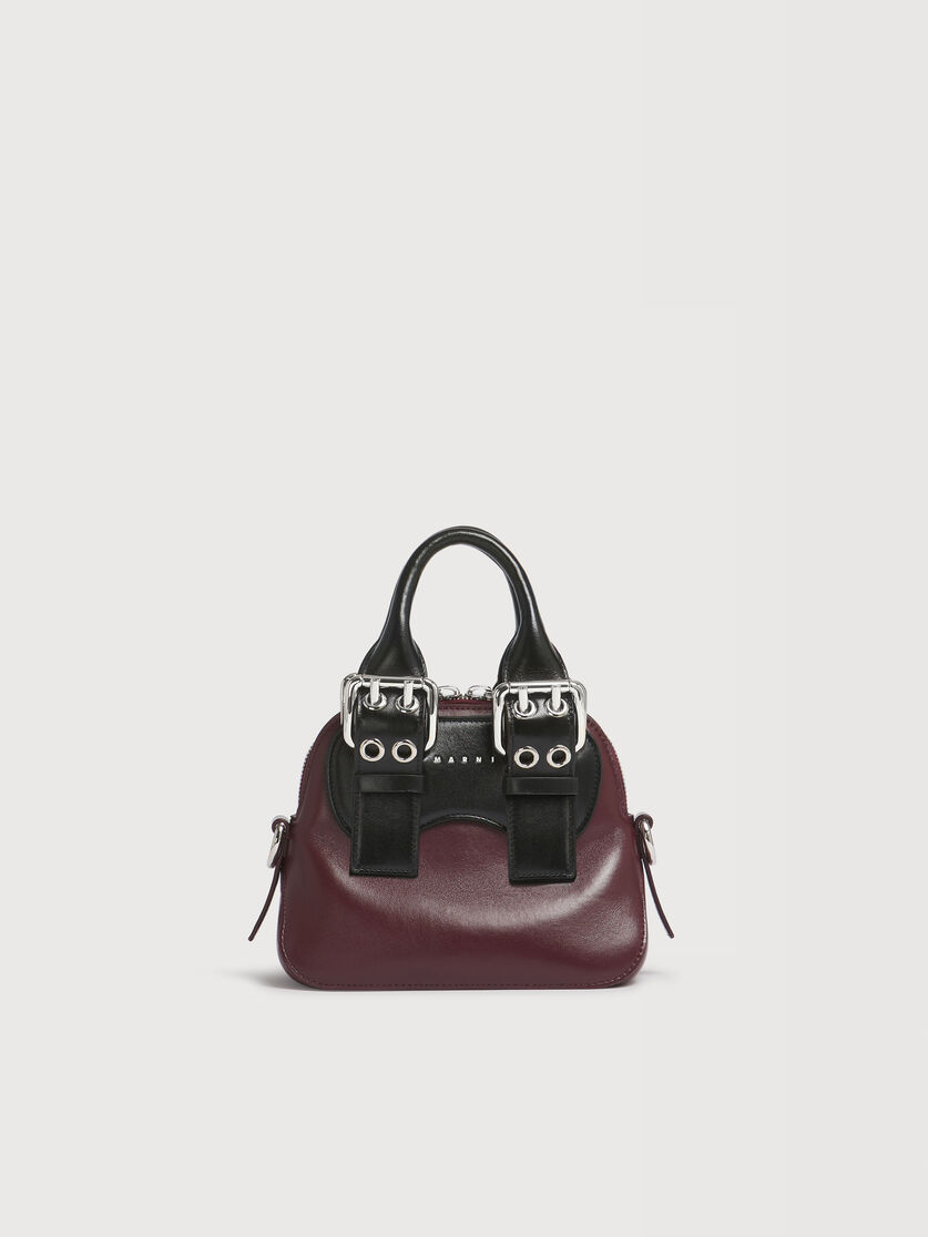 Burgundy and black leather mini Belte Bag, Image 1