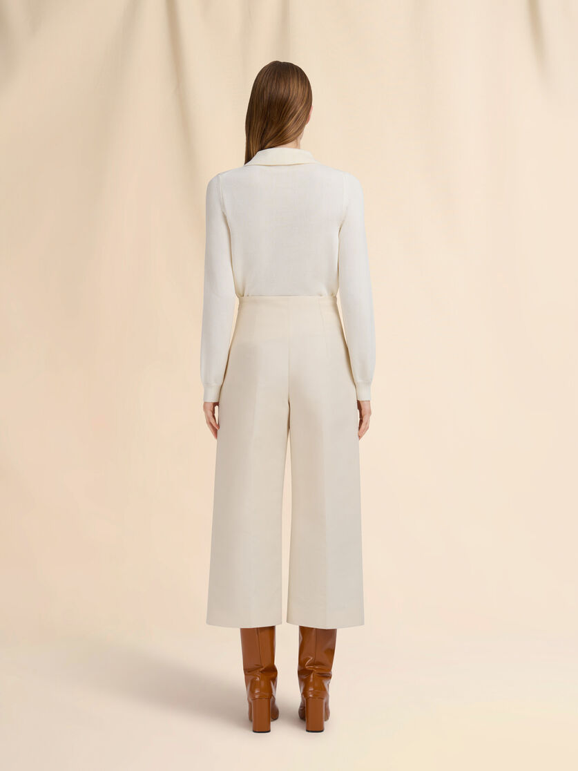 Cream cotton cady cropped trousers - Pants - Image 3