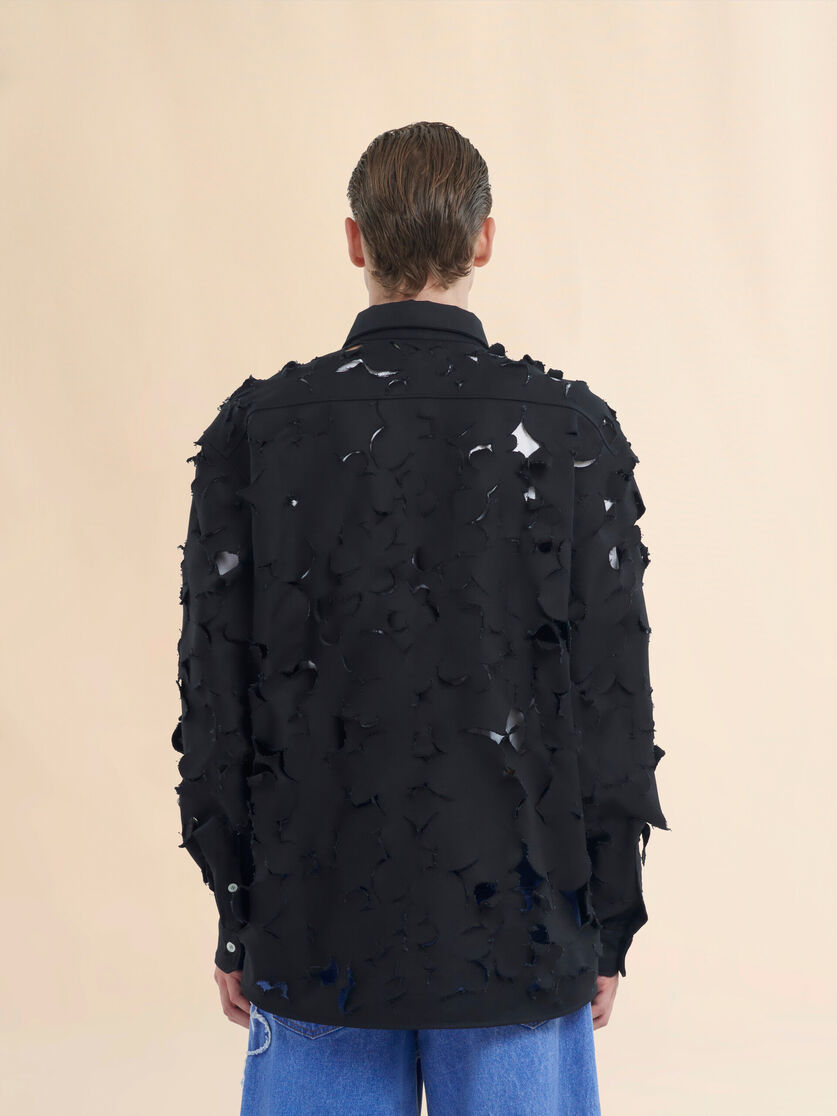 Black cotton boxy fit shirt with cut out detail - Shirts - Image 3