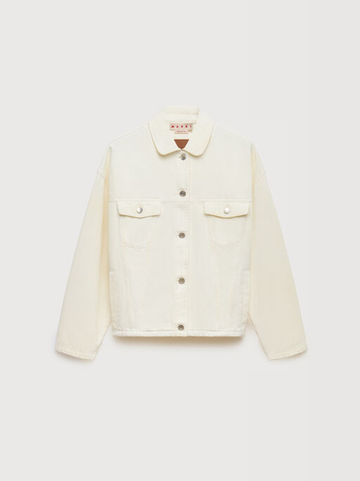 White denim jacket with martingale - Jackets