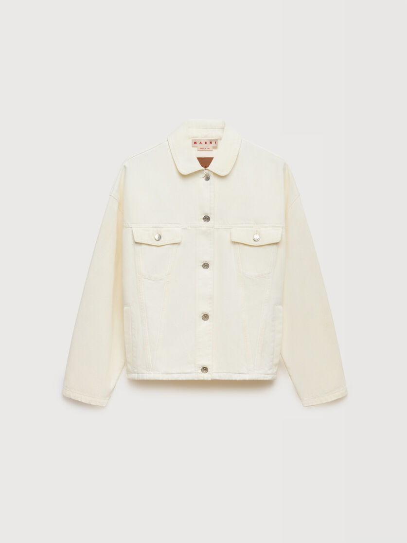 White denim jacket with martingale, Image 1