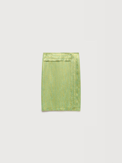 Green silk cloqu&eacute; midi skirt with panel detail - Skirts