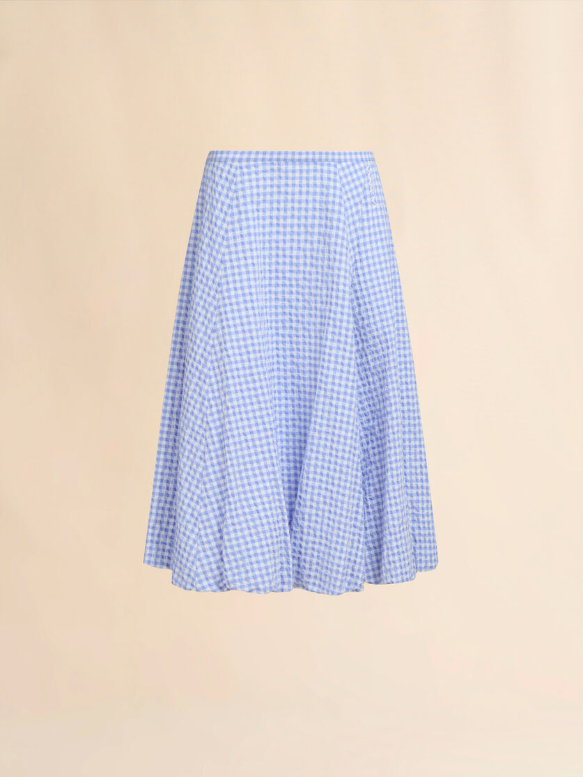 White and light blue checked seersucker skirt - Skirts - Image 1
