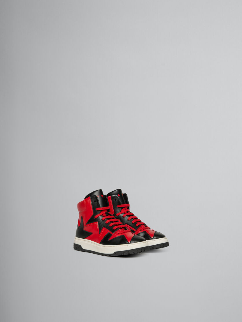 レッド ブラック レザー製 ハイカットスニーカー | Marni