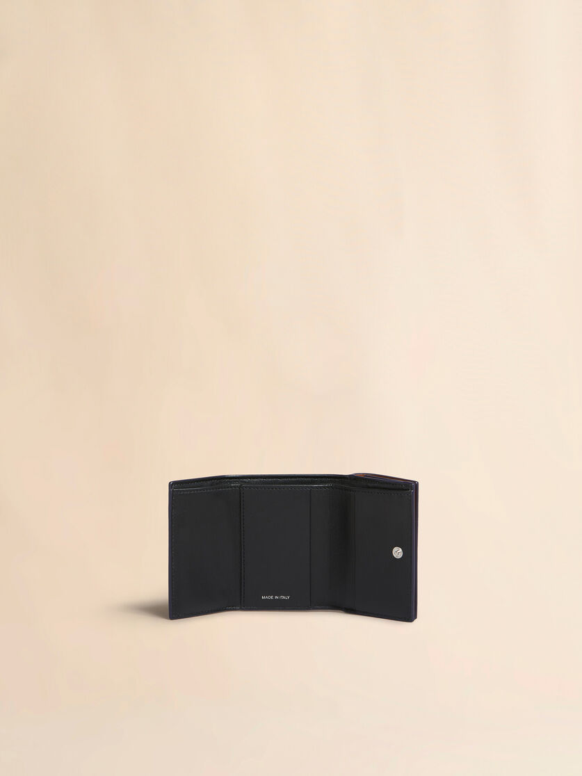 Deep blue cream and green saffiano leather tri-fold wallet | Marni