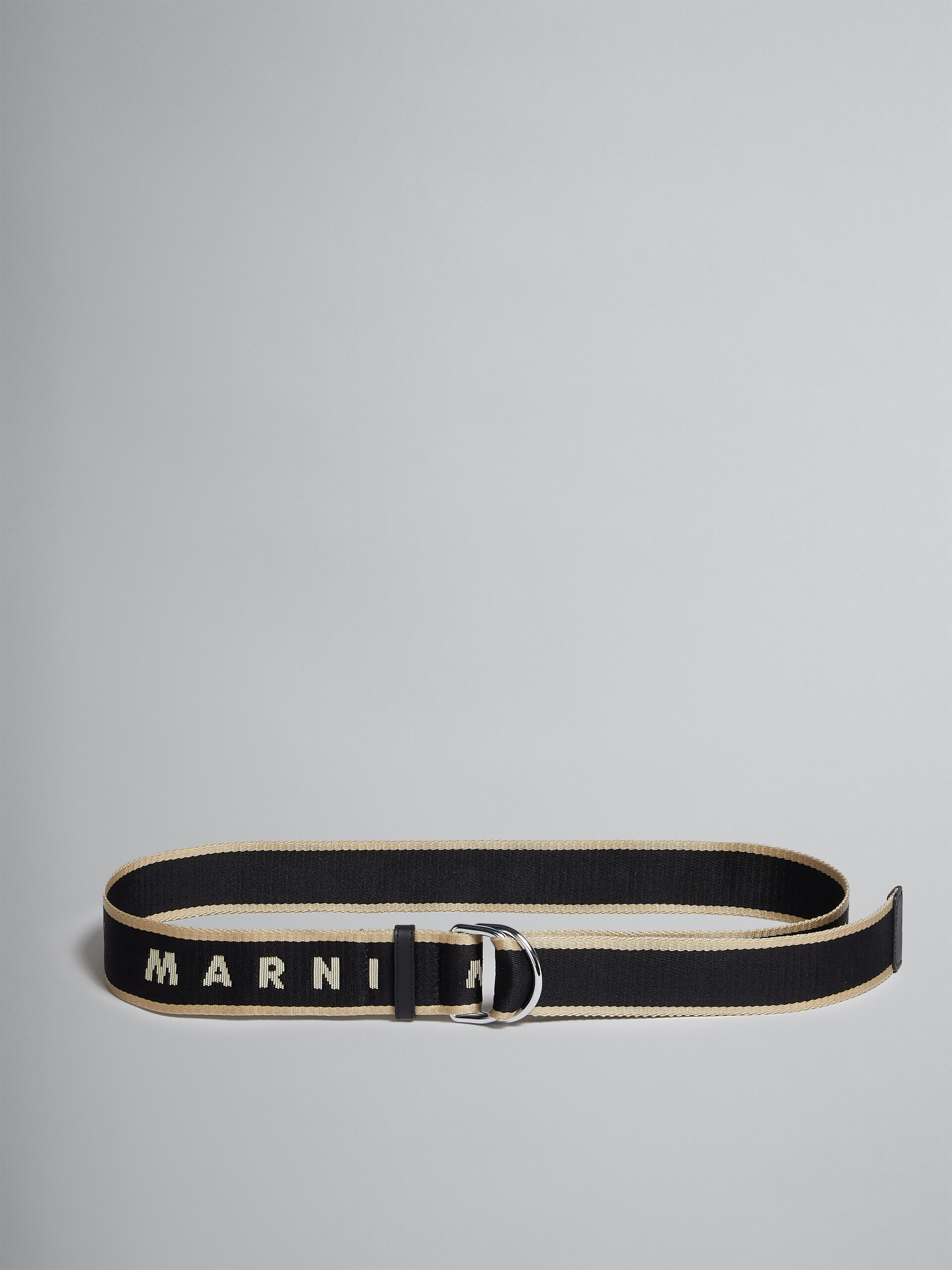 ブラック ファブリック製スライダーベルト、ロゴ入り | Marni