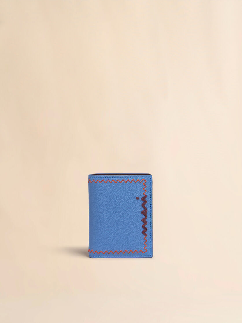 Sky blue bi-fold wallet with Marni Symbol embroidery - Wallets - Image 1