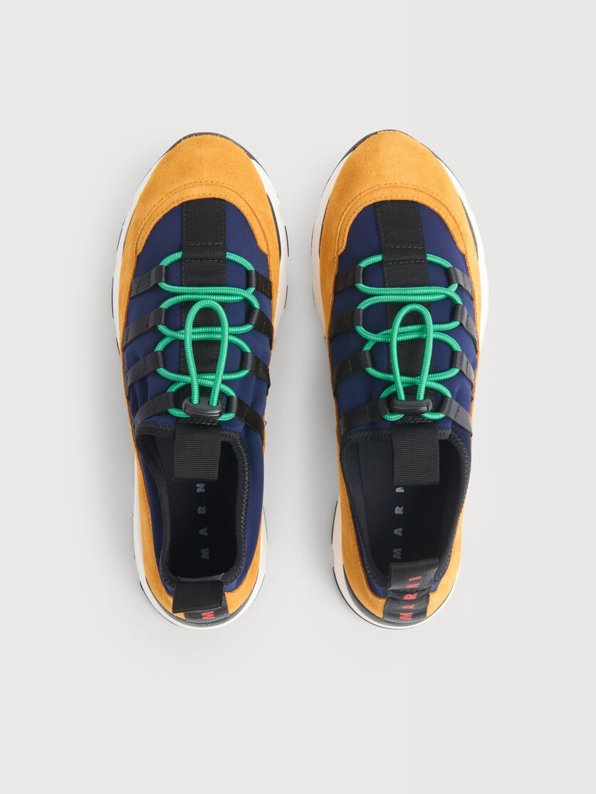 Blue and orange lycra lace-up sneaker, Image 4