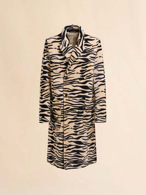 Double breasted tiger print shearling coat - Coat