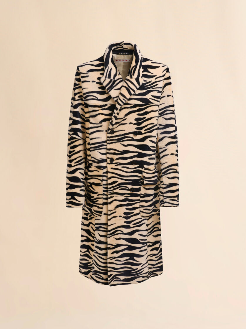 Double breasted tiger print shearling coat - Coats - Image 1