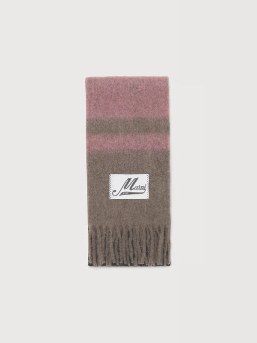 Pink striped alpaca-mohair scarf - Scarves