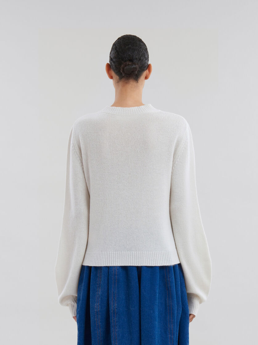 White cashmere jumper with Marni mending patch | Marni 