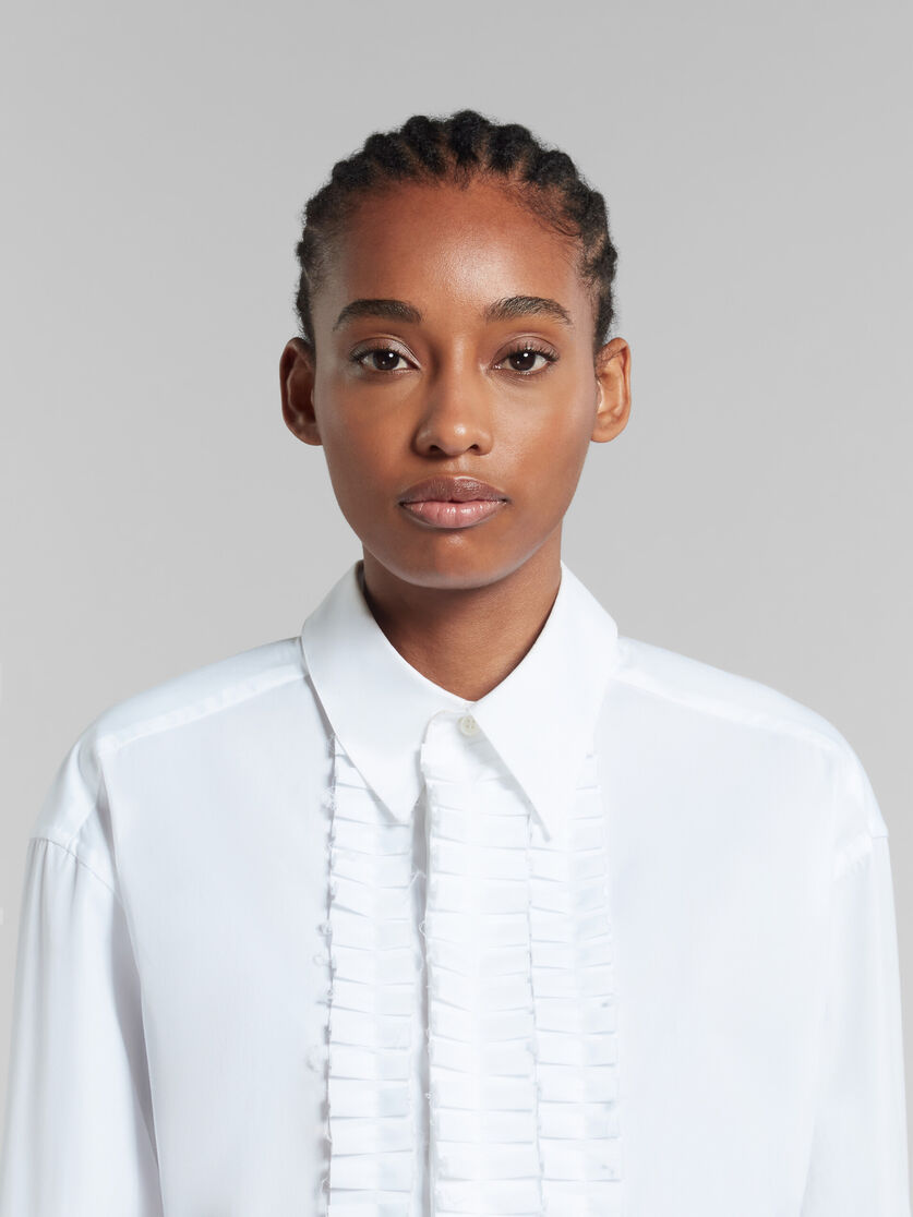 White organic poplin shirt with ruffles - Shirts - Image 4