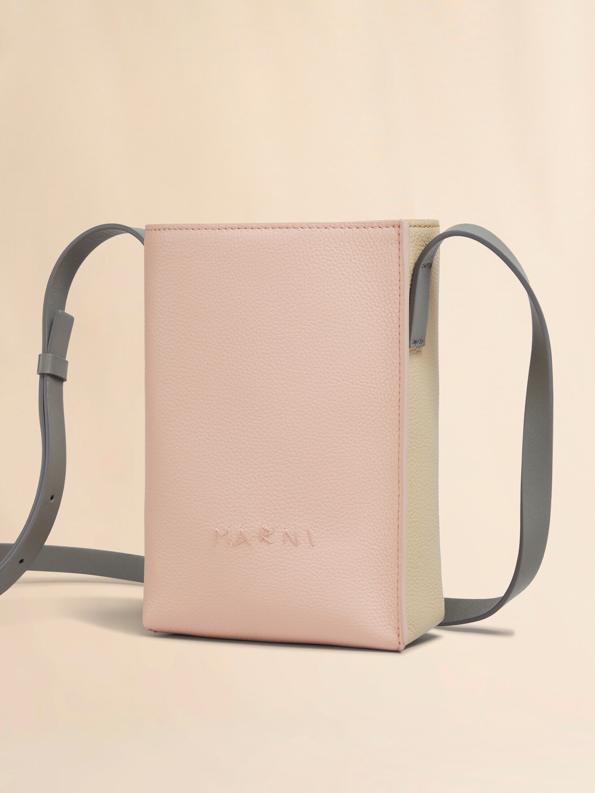 Light pink and beige leather Museo Nano Bag with Marni