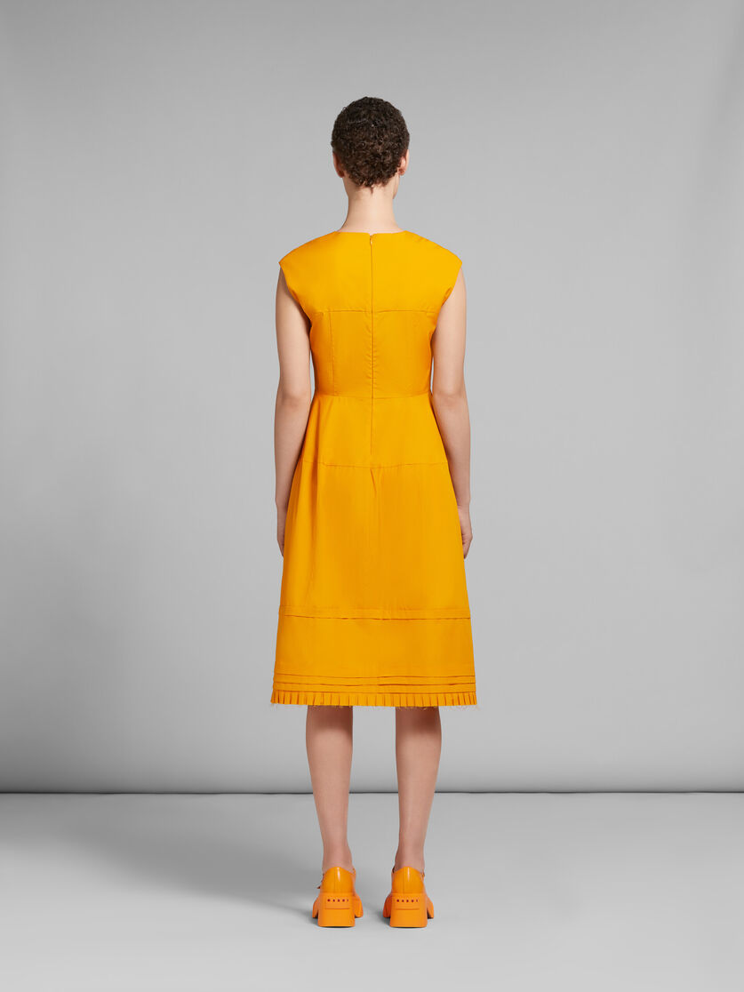 Orange organic poplin midi dress with mini pleats - Dresses - Image 3