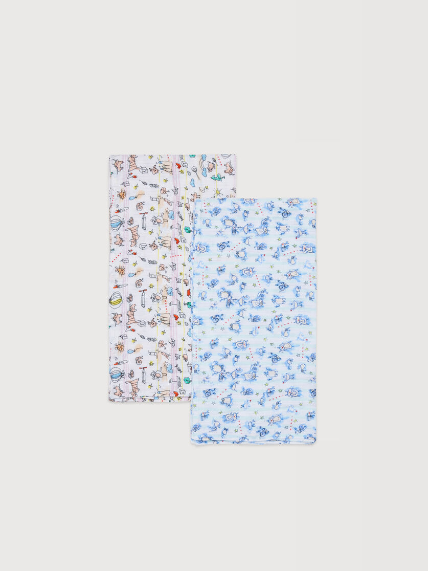 Set of 2 multicolour printed cotton muslins, Image 1