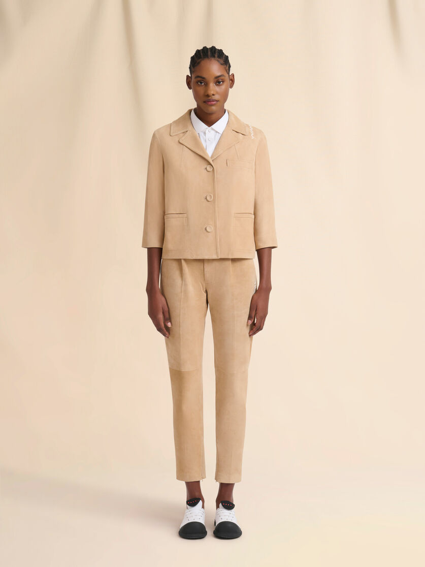 Camel suede boxy jacket - Jackets - Image 2