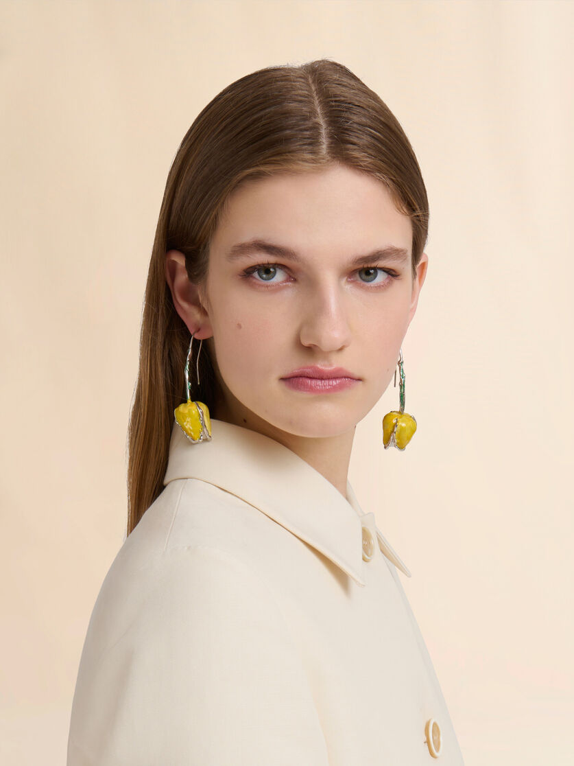 Yellow enamelled Tulip earrings - Earrings - Image 2